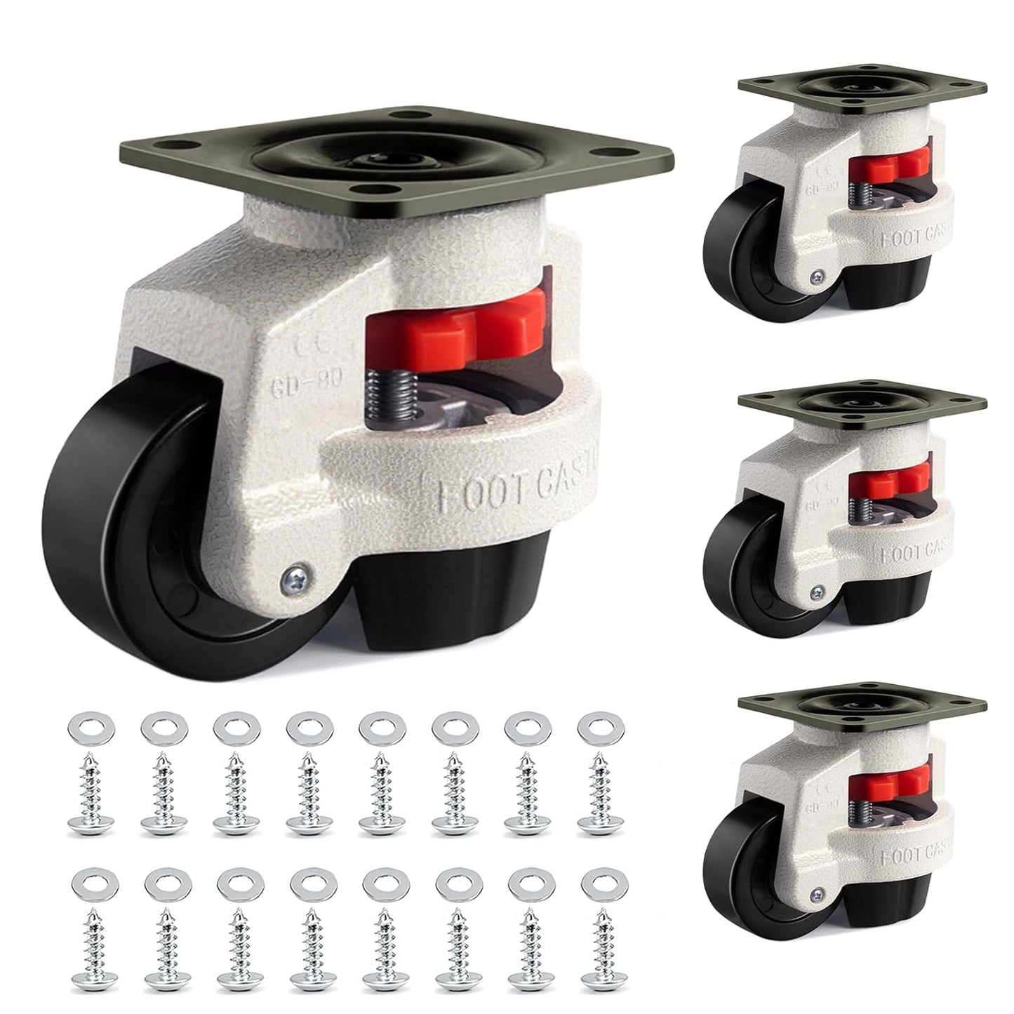 Leveling Casters Retractable Heavy Duty 440 Lbs Set of 4