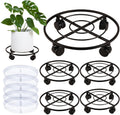 Large Metal Plant Caddy 13.5 in 5-Pack - Heavy-Duty Rolling Plant
