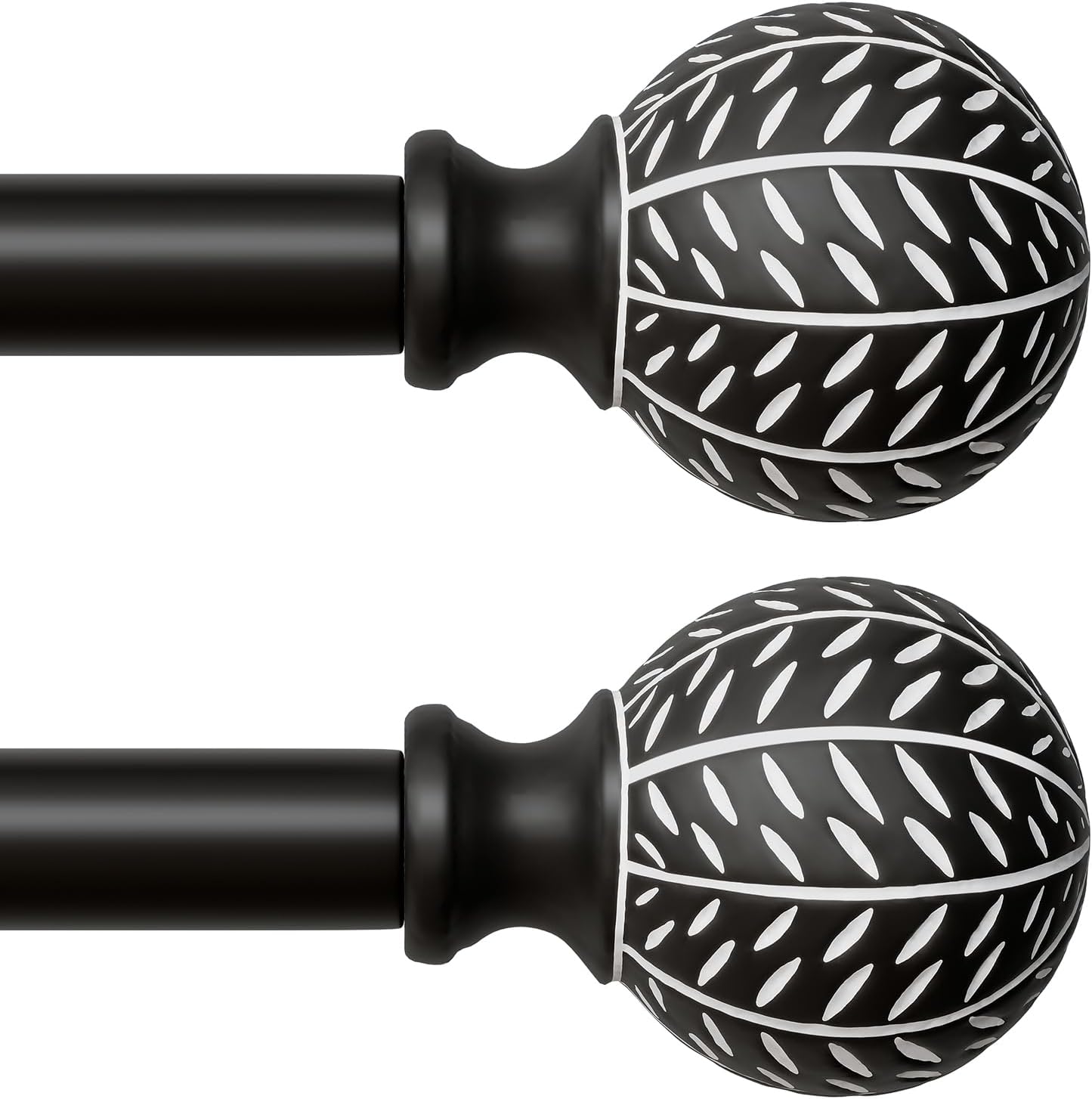 2 Pack Black Curtain Rods for Windows 48 to 84 Inch, Heavy Duty