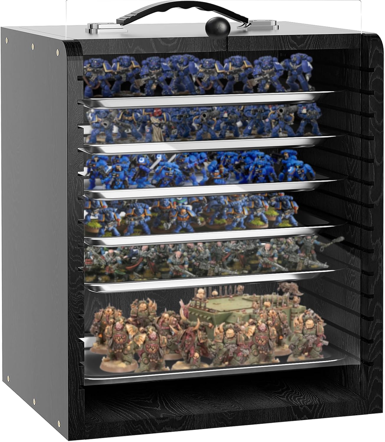 Miniature Storage Case for Collectibles with 6 Trays and Window