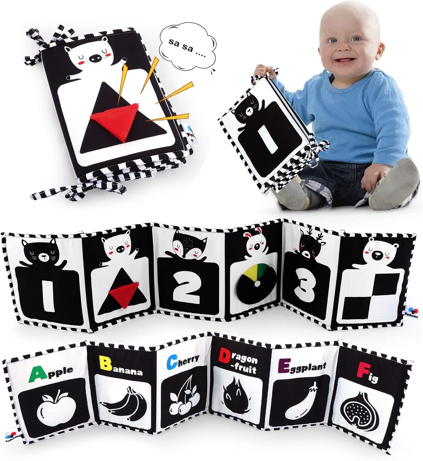 Yohome High Contrast Sensory Baby Soft Book