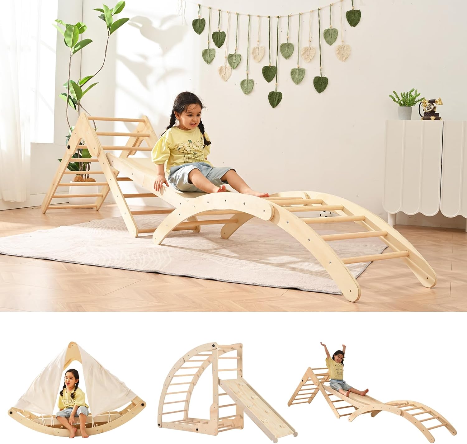 Montessori Wooden Climbing Set for Kids - PETKABOO