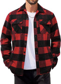 COOFANDY Men's Flannel Jacket Fleece Shacket Plaid Shirt Jacket - Cozy