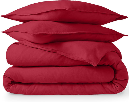 Flannel Duvet Cover Set - Full Size - Soft Cotton Comfort
