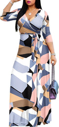 Women's Floral Print Maxi Dress with Pockets - Flattering Wrap Style