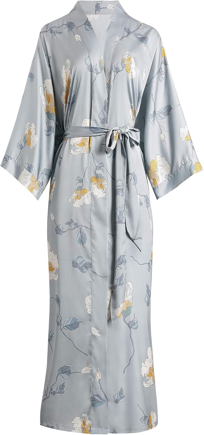 Aensso Long Soft Lightweight Silky Kimonos Robes for Women