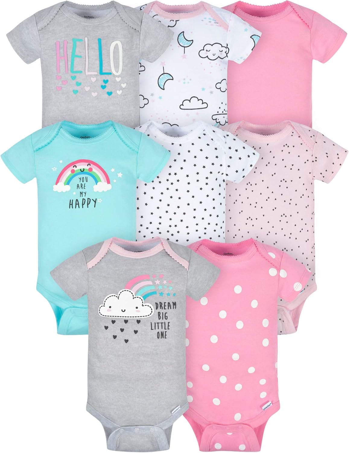 Gerber Baby Girls' 8-Pack Onesies, Stay Comfy All Day!