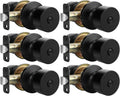 black door knobs interior privacy 6 pack - matte black set