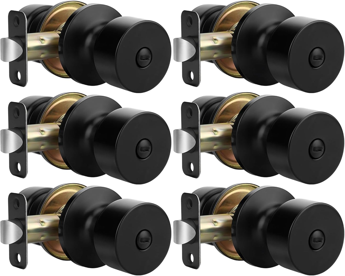 Goldenwarm Black Door Knobs for Interior Privacy Needs - 6 Pack