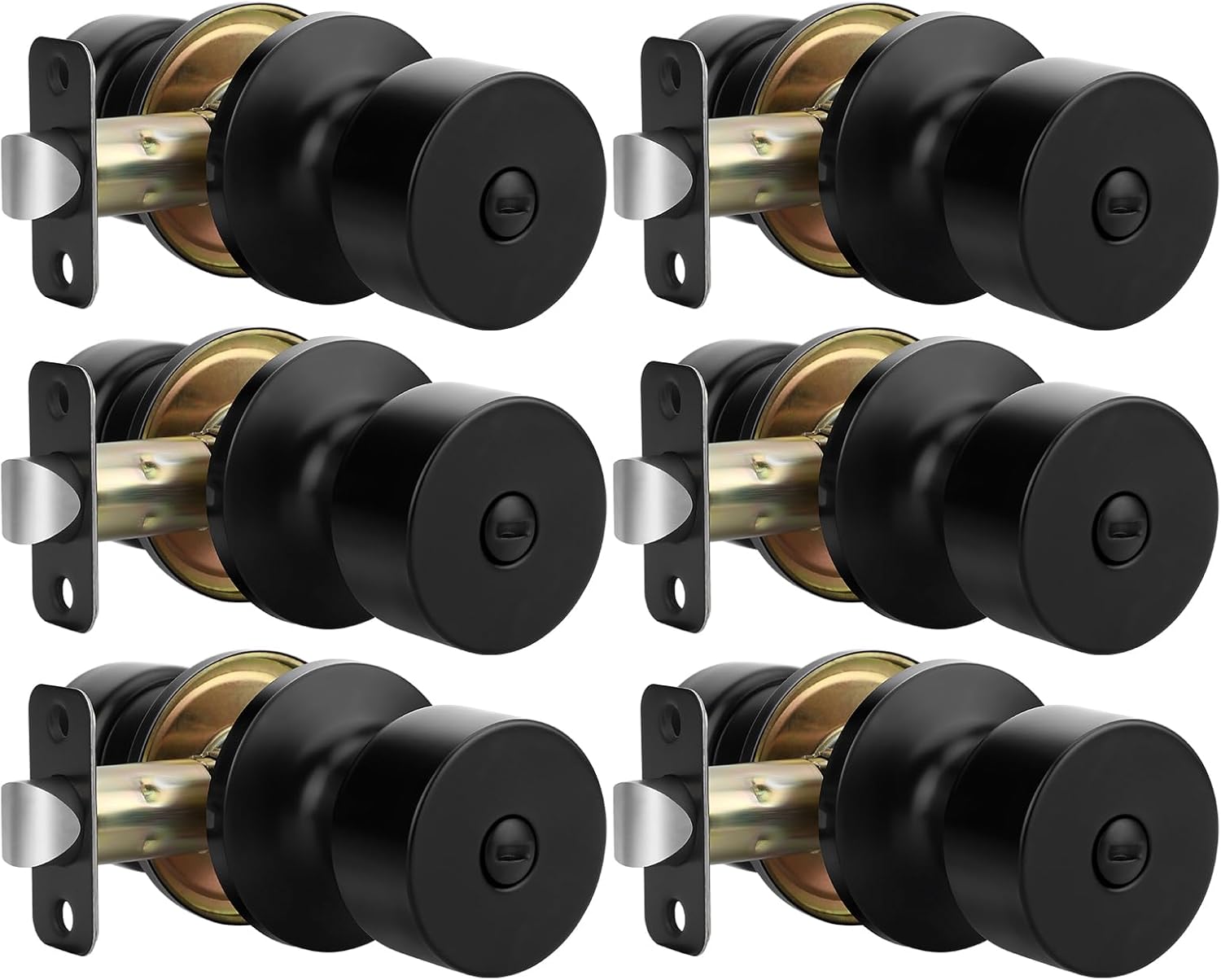 Goldenwarm Black Door Knobs for Interior Privacy Needs - 6 Pack