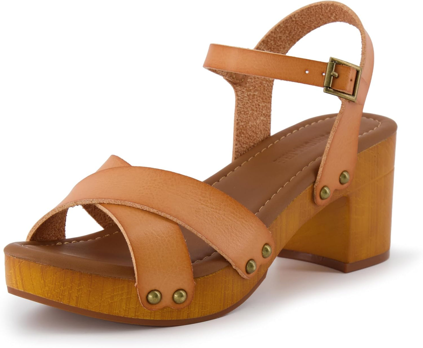 CUSHIONAIRE Women's Slate Faux Wood Sandal with Memory Foam