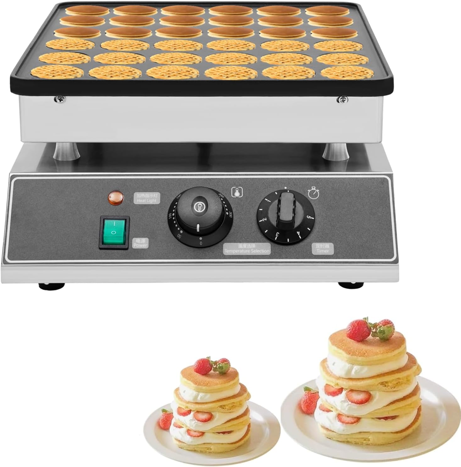 Effortlessly Make 36 Pancakes in 5 Min with Adjustable Temp Mini Dutch Pancake Maker