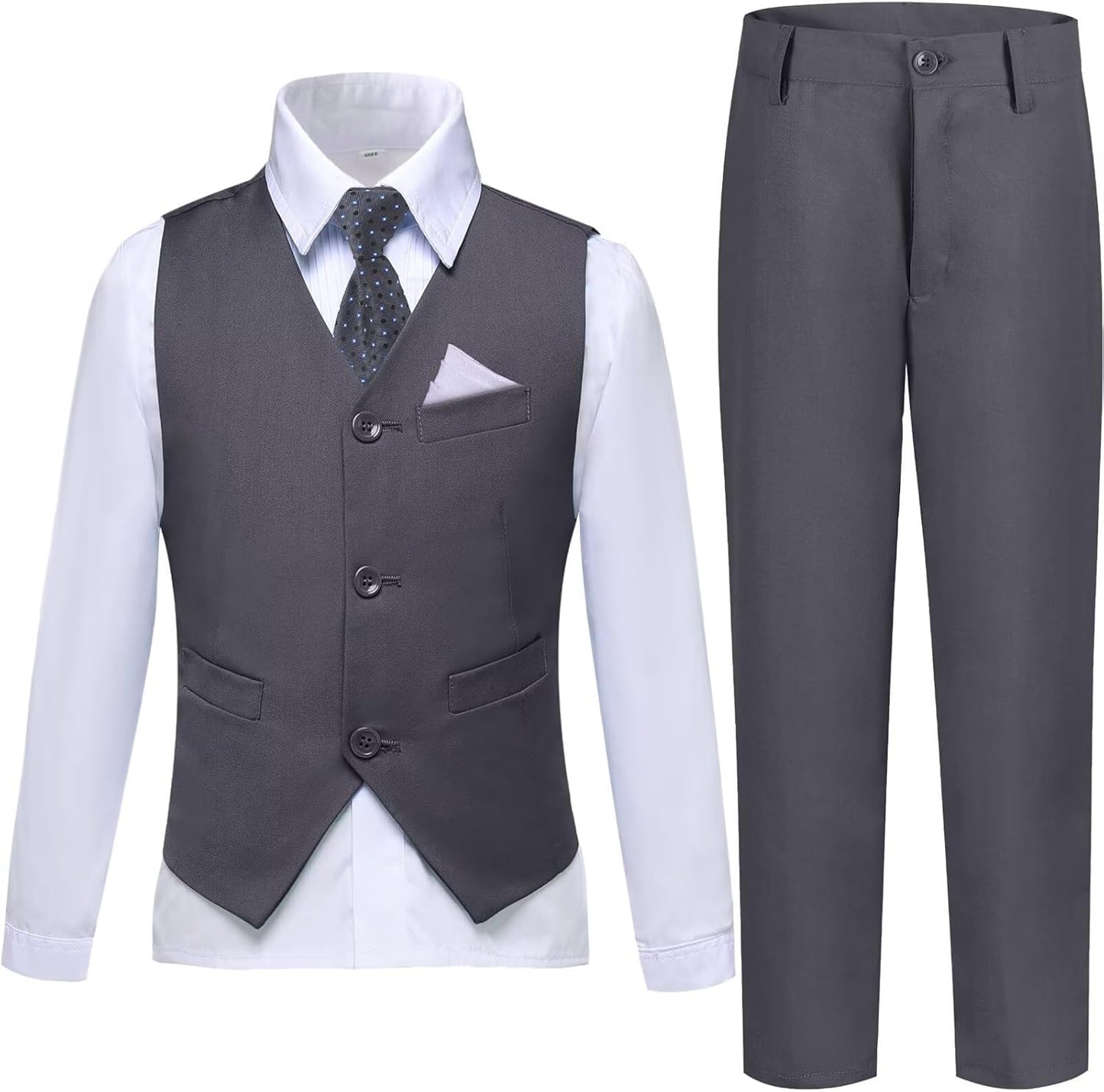 Boys Suit Formal Dress Pants Vest Suit Set for Weddings and More