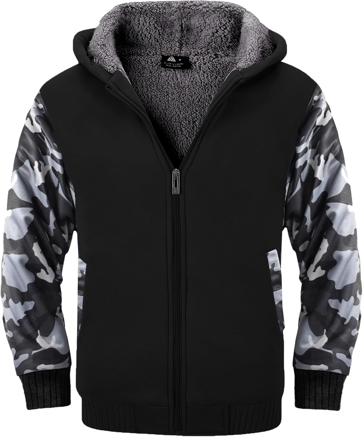 Warm Sherpa Lined Kids Hoodie Fleece Jacket for Winter Wear