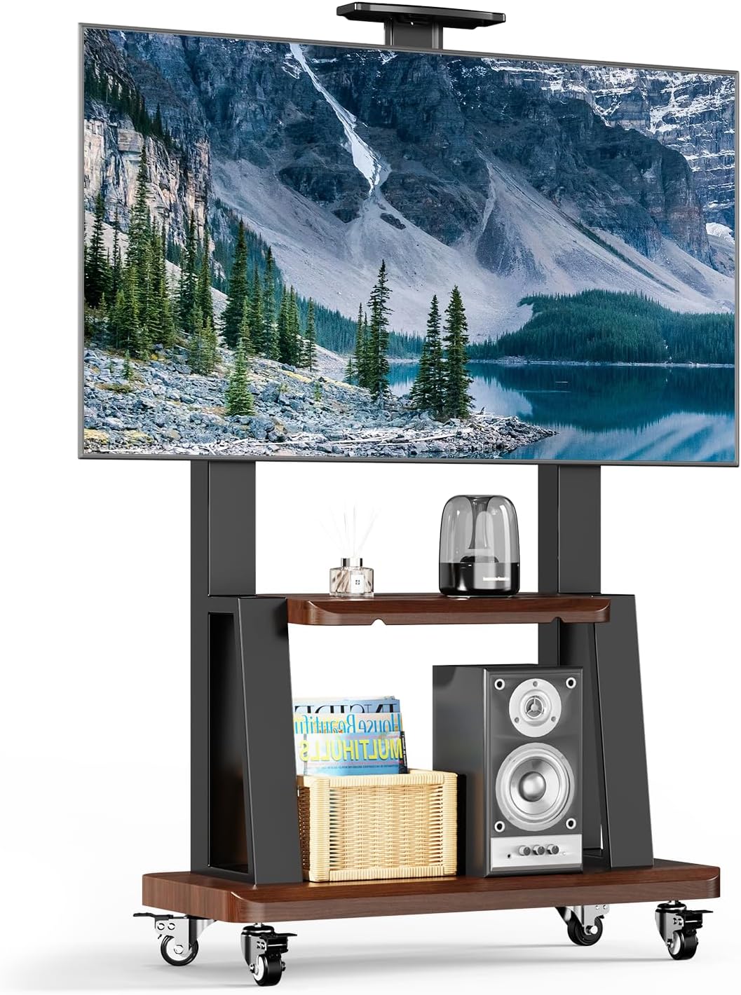 Mobile TV Stand Rolling Cart for 32-75 Inch Screens with Wheels