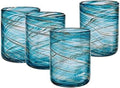 Mikasa Color Swirl Rocks Double Old Fashioned Glasses Set of 4 - Blue