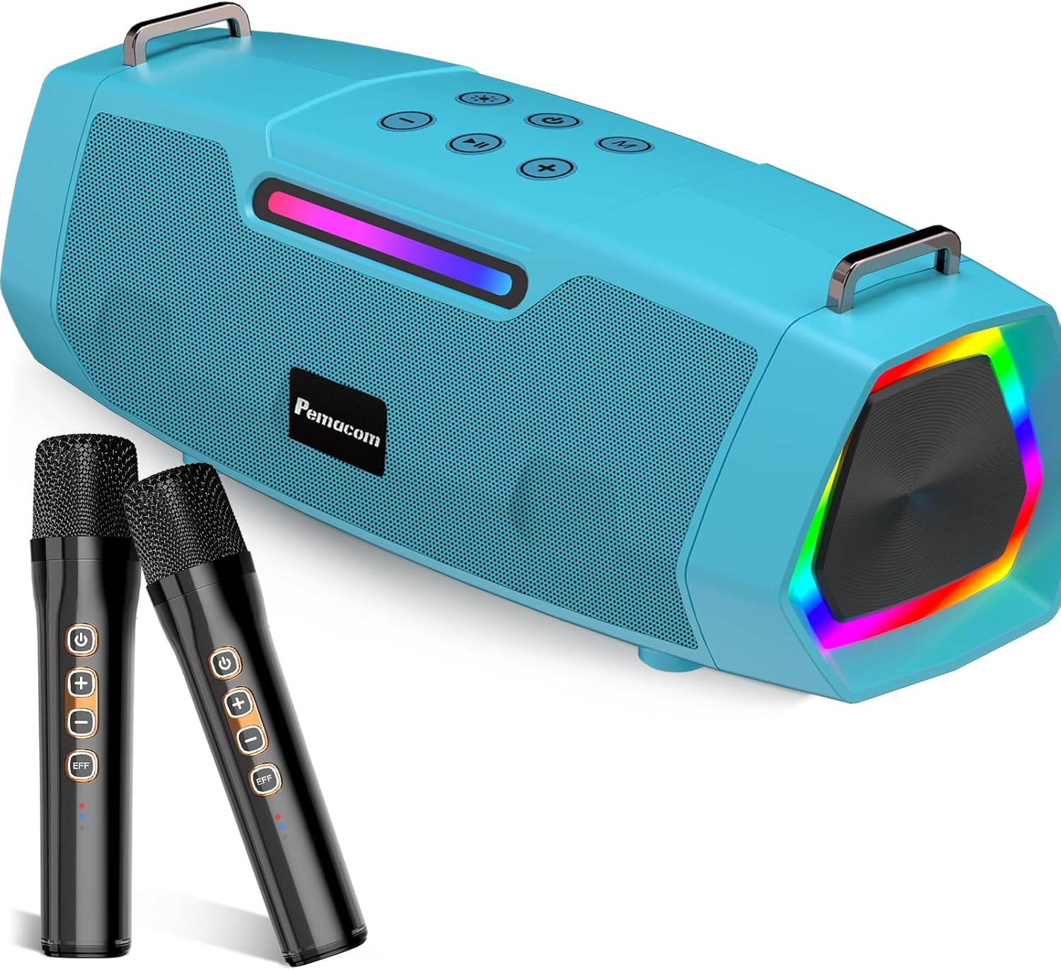 Powerful Portable Karaoke: 60W Sound, 2 Mics, Bluetooth, Long Battery