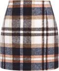 Womens High Waist Plaid Skirt Bodycon Pencil Wool Mini (Style RW9P)