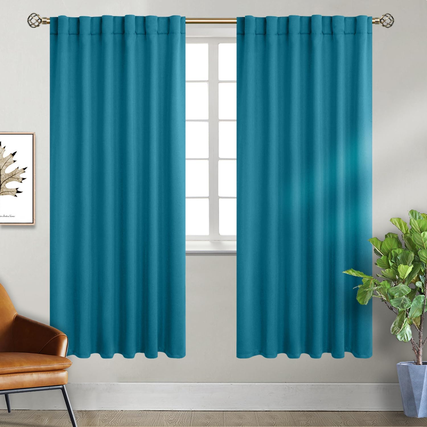 Peacock Blue Blackout Curtains for Bedroom and Living Room