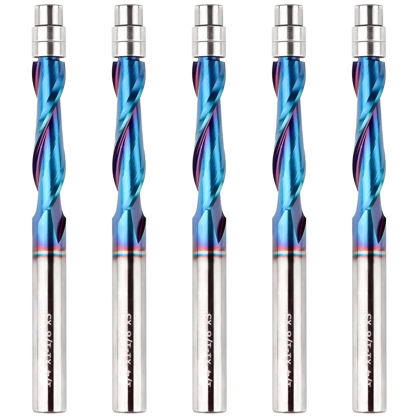 5PCS Upcut Spiral Flush Trim Router Bit for Precision Cutting