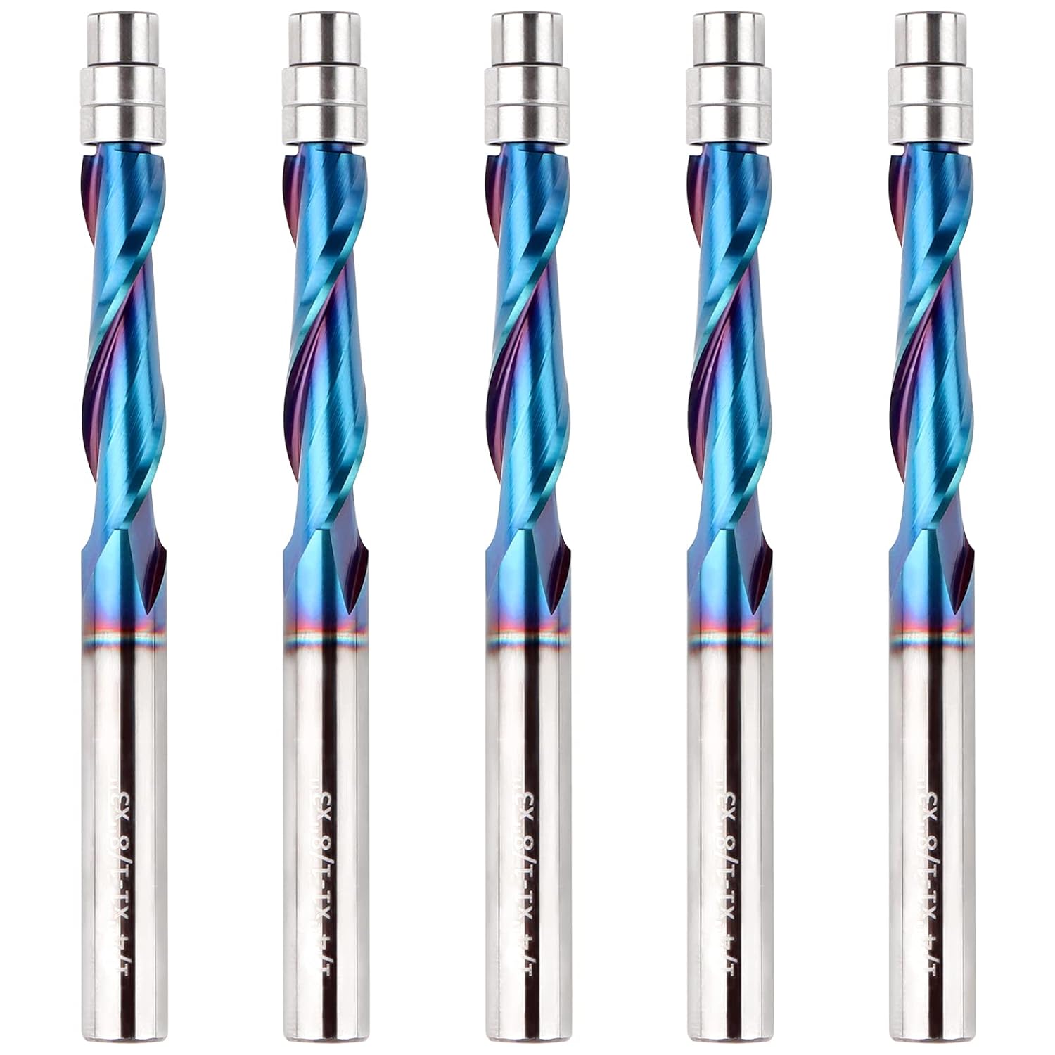 5PCS Upcut Spiral Flush Trim Router Bit for Precision Cutting