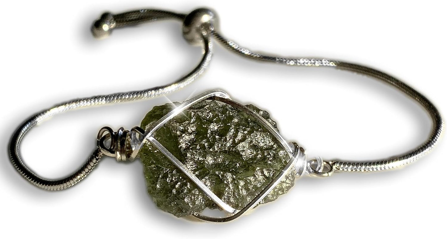 Genuine Moldavite Crystal Bracelet for Transformation and Healing