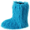 Gegefur Womens Faux Fur Mid-Calf Snow Boots - Warm Fluffy Comfort