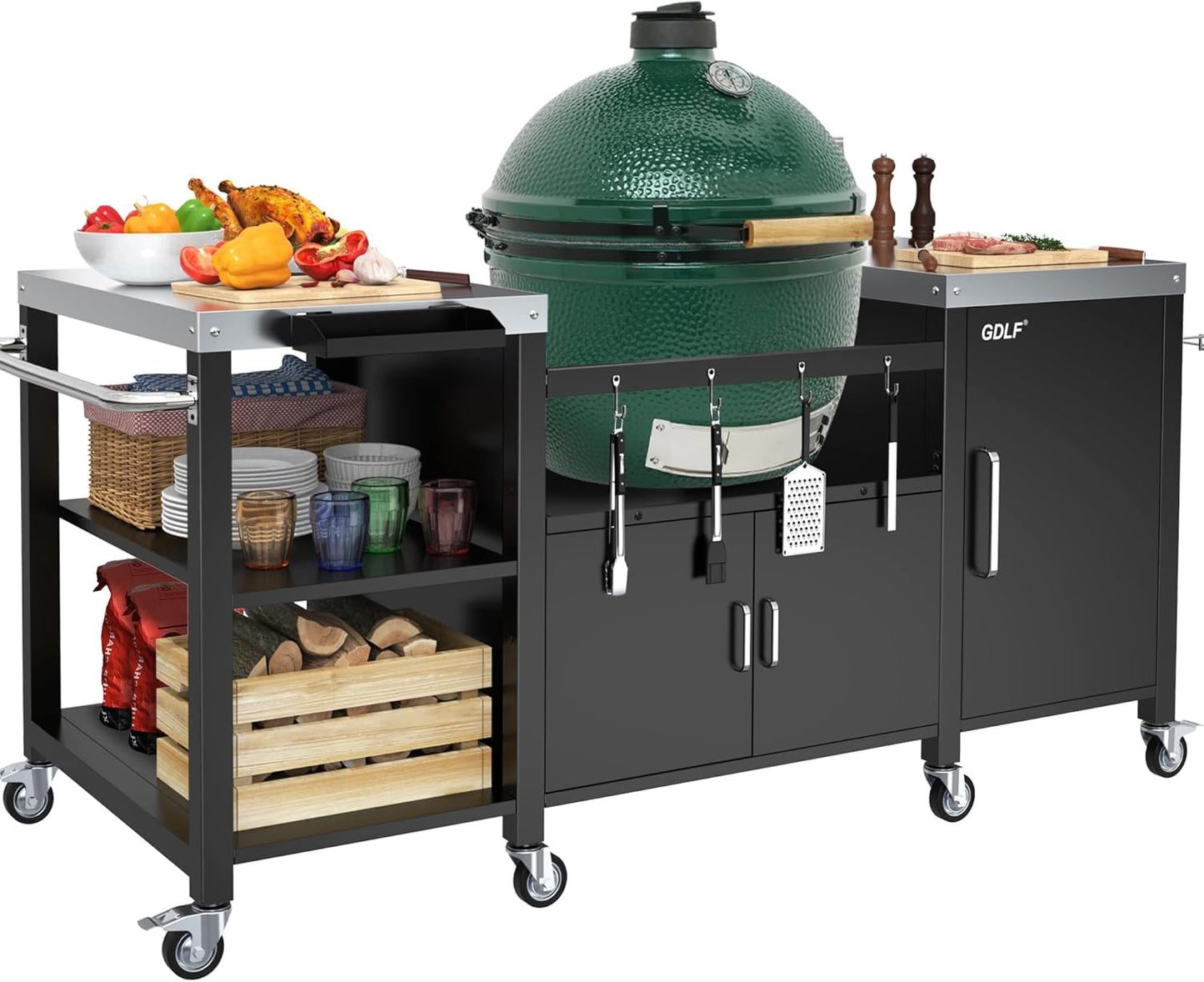 Outdoor Grill Table for Big Green Egg and Other Large Grills