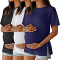 Ficerd 3 Pack Women's Maternity T Shirts - Soft Stretchy Pregnancy
