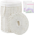 Laundry Basket with Lid Round Rattan Laundry Hamper - 110L Capacity