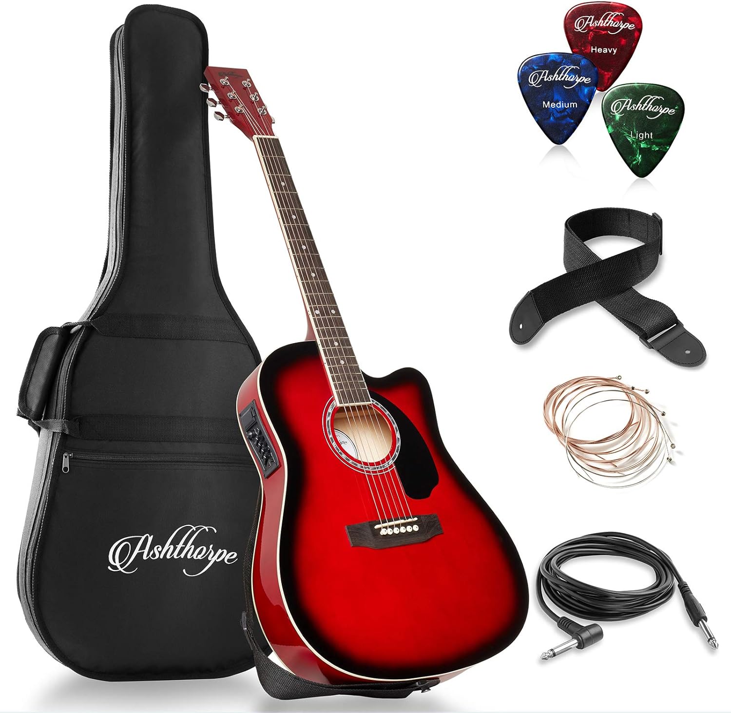 Premium Tone Full-Size Ashthorpe Guitar - Red