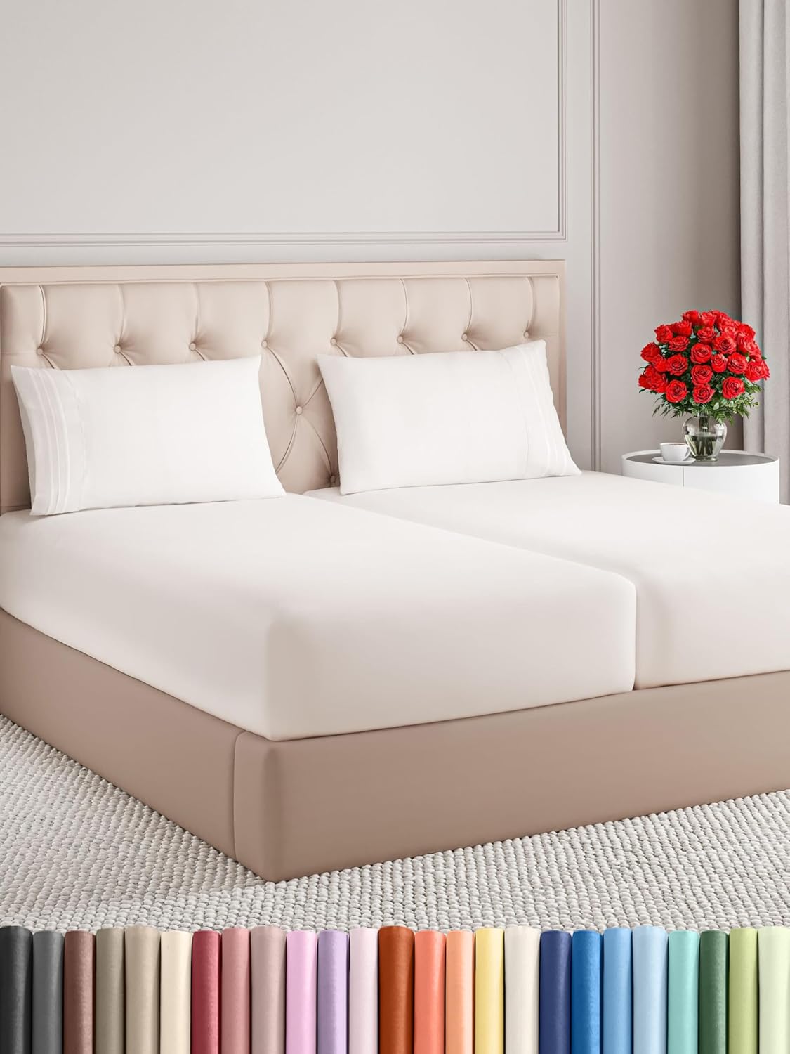 Split King Size 5 Piece Sheet Set - Comfy Breathable Bedding