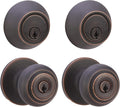 Exterior Knob with Key Lock and Deadbolt, Oil Rubbed Bronze - Set of 2
