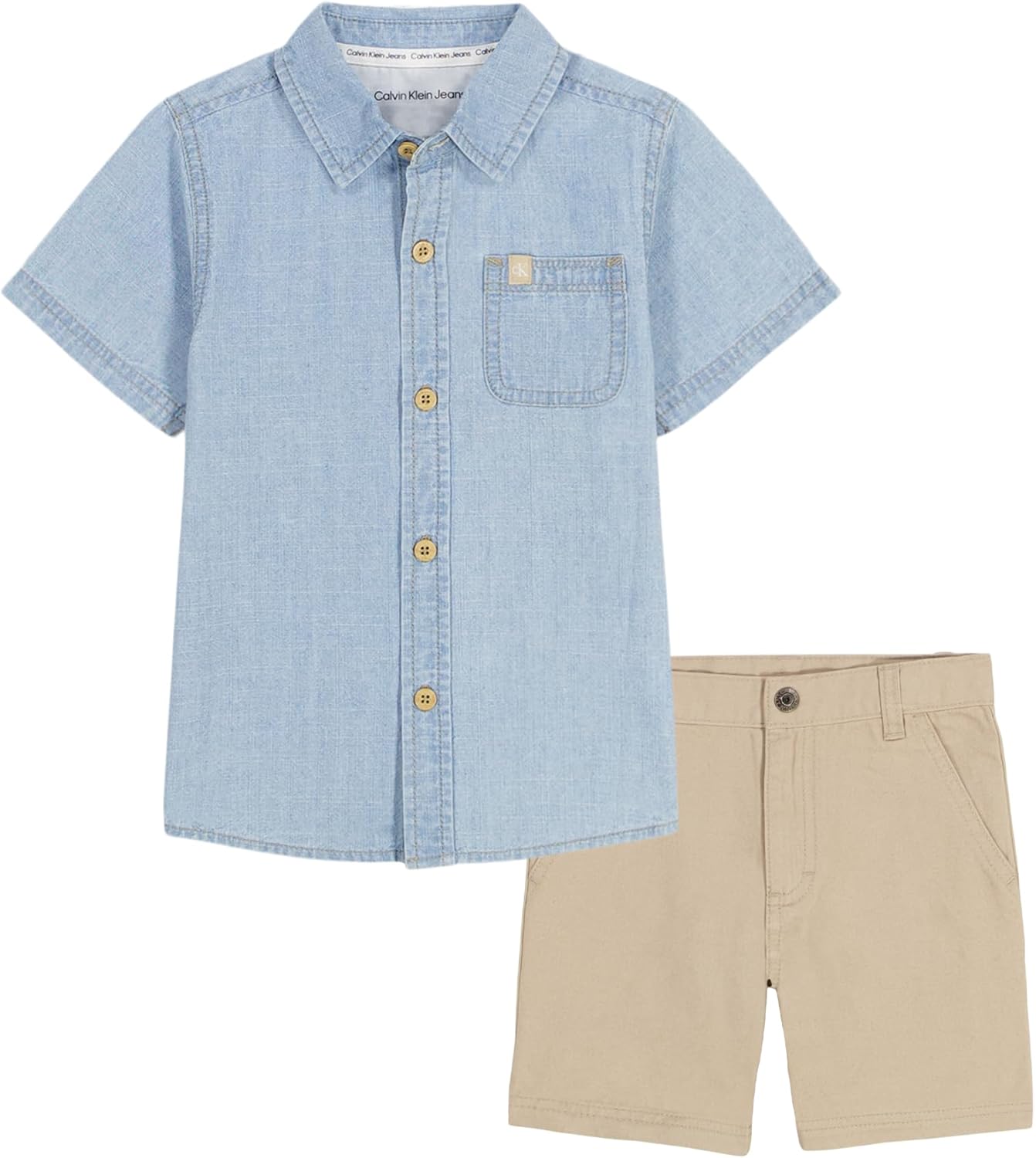 Calvin Klein Boys 2pc Shirt Short Set for Stylish Comfort
