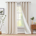 jinchan Lined Curtains 90 in Long Linen Panels - Soft Privacy & Light