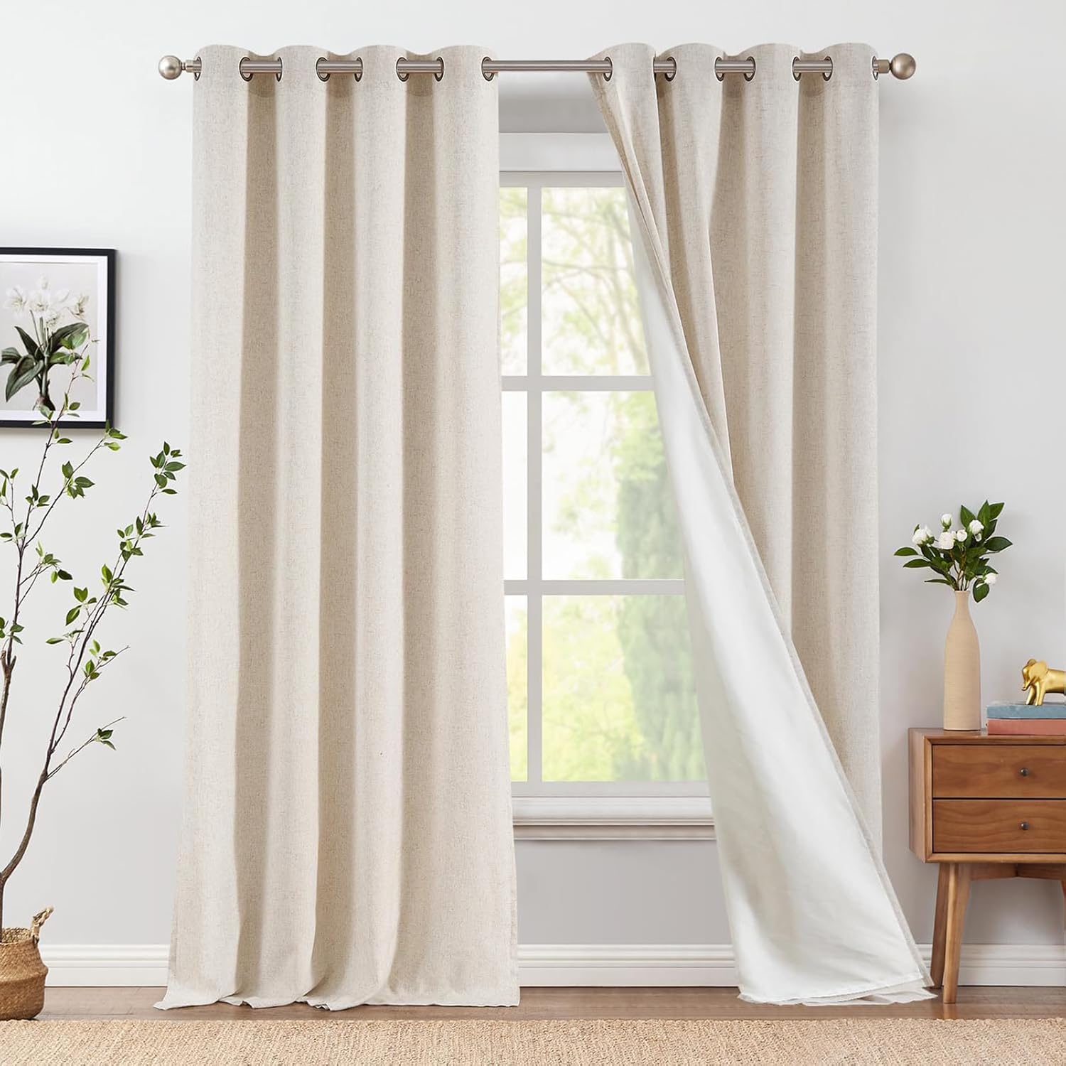 jinchan Non-See-Through Privacy Linen Curtains for Home Use