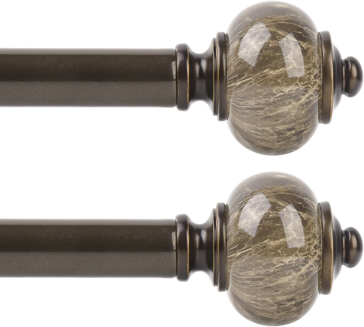 KAMANINA Curtain Rods 32 to 58 Inches with Marble Ends