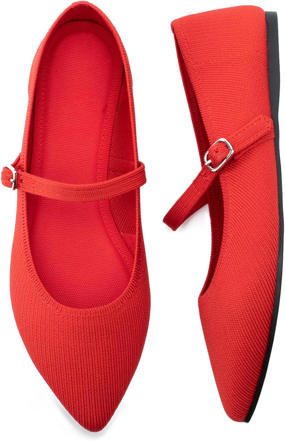 Pointed Toe Flats Knit Ballet Flat Shoes for Women Comfort