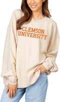 chicka-d NCAA womens Corded Crew Pullover Sweatshirt - Soft, Oversized