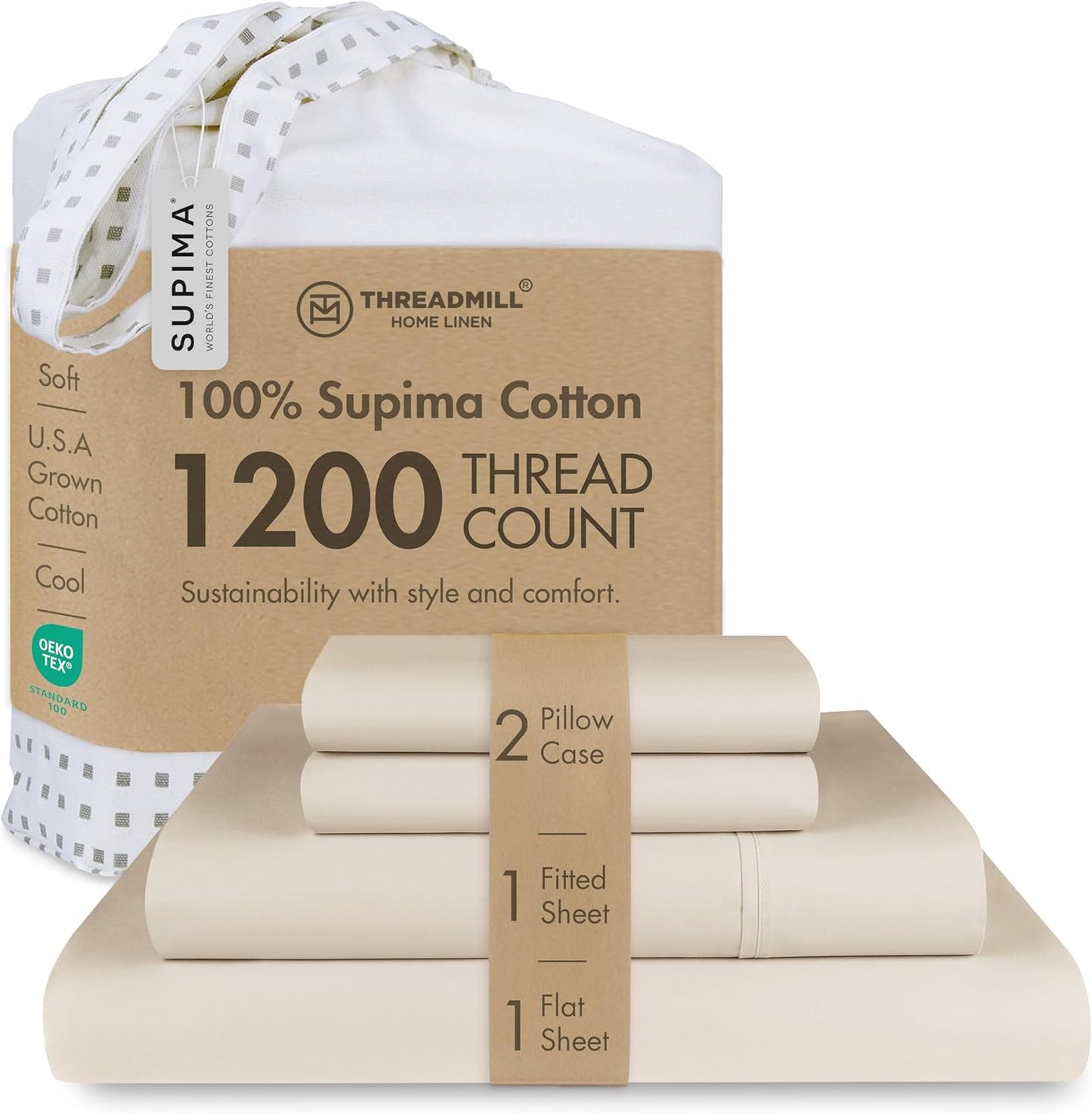 Threadmill Luxury Supima Cotton Sheets for Full Size Bed Set