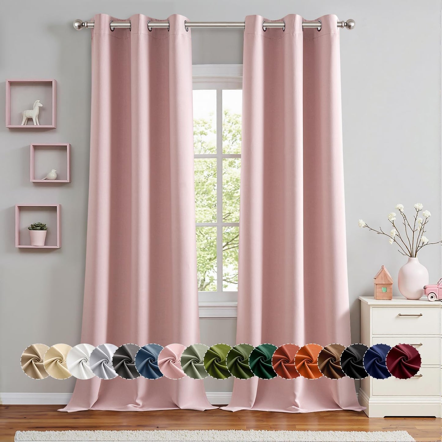 MIULEE Baby Pink Blackout Curtains for Nursery and Bedroom