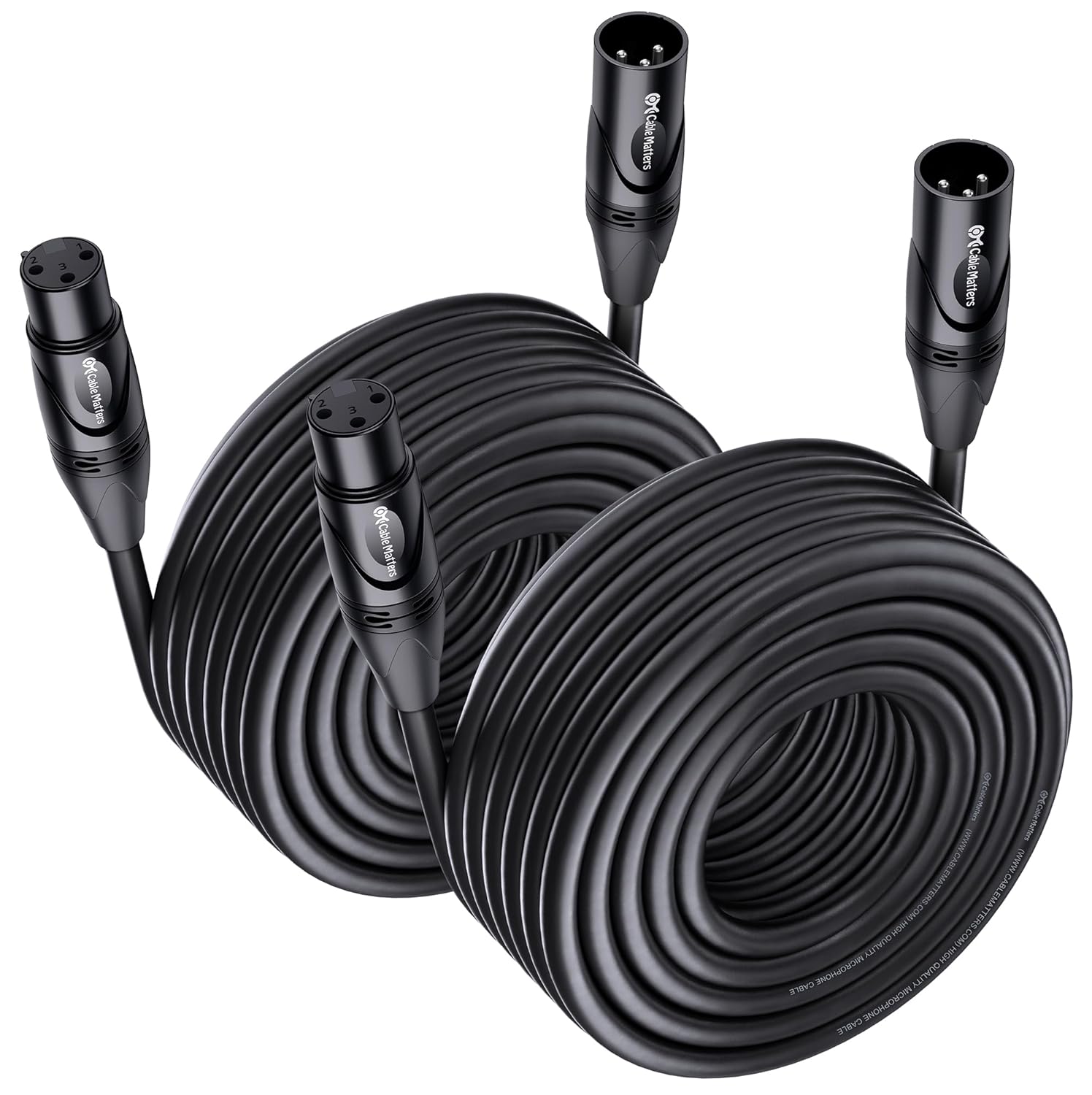 Premium Long XLR to XLR Cables - 50ft Male to Female Mic Cord