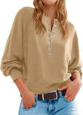 Saodimallsu Womens Button Crew Neck Sweater - Comfortable Fall