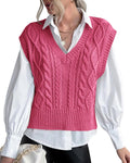 Sweater Vest for Women V Neck Sleeveless Knit Solid Casual Ribbed is