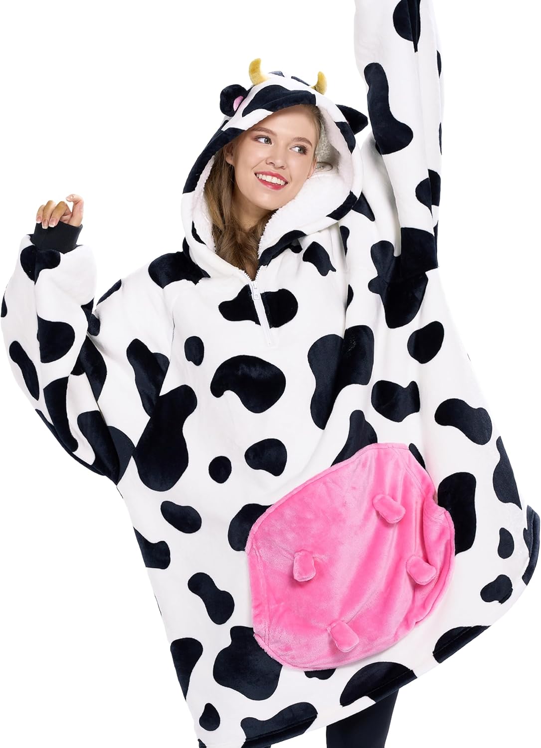 Joyin Cozy Cow Hooded Blanket - Warm & Plush