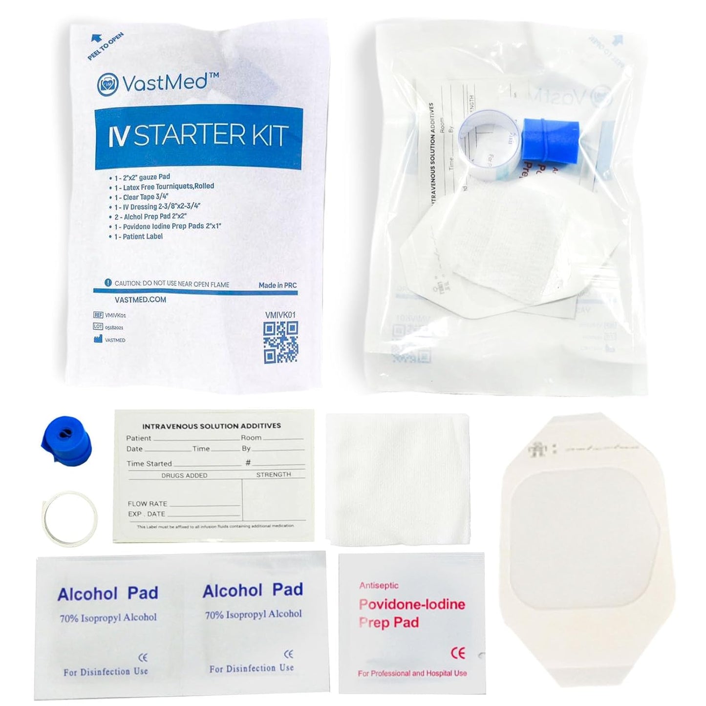 100 PCs IV Starter Kit with Gauze and Tourniquets for Safety