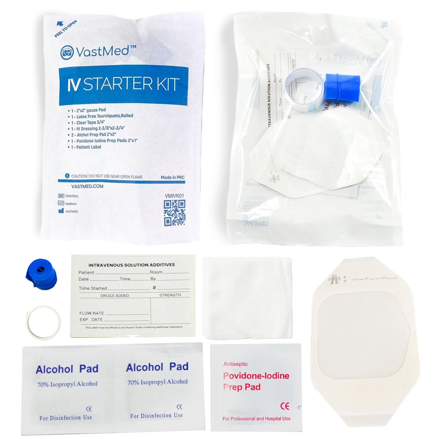 100 PCs IV Starter Kit with Gauze and Tourniquets for Safety