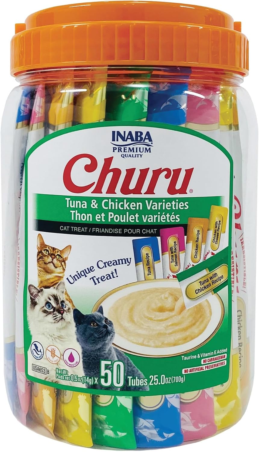 Churu Cat Treats, Grain-Free Lickable Puree for Cats