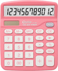 Pink Desktop Calculator: 12 Digits, Dual Power, Large Display - School & Office Essential!