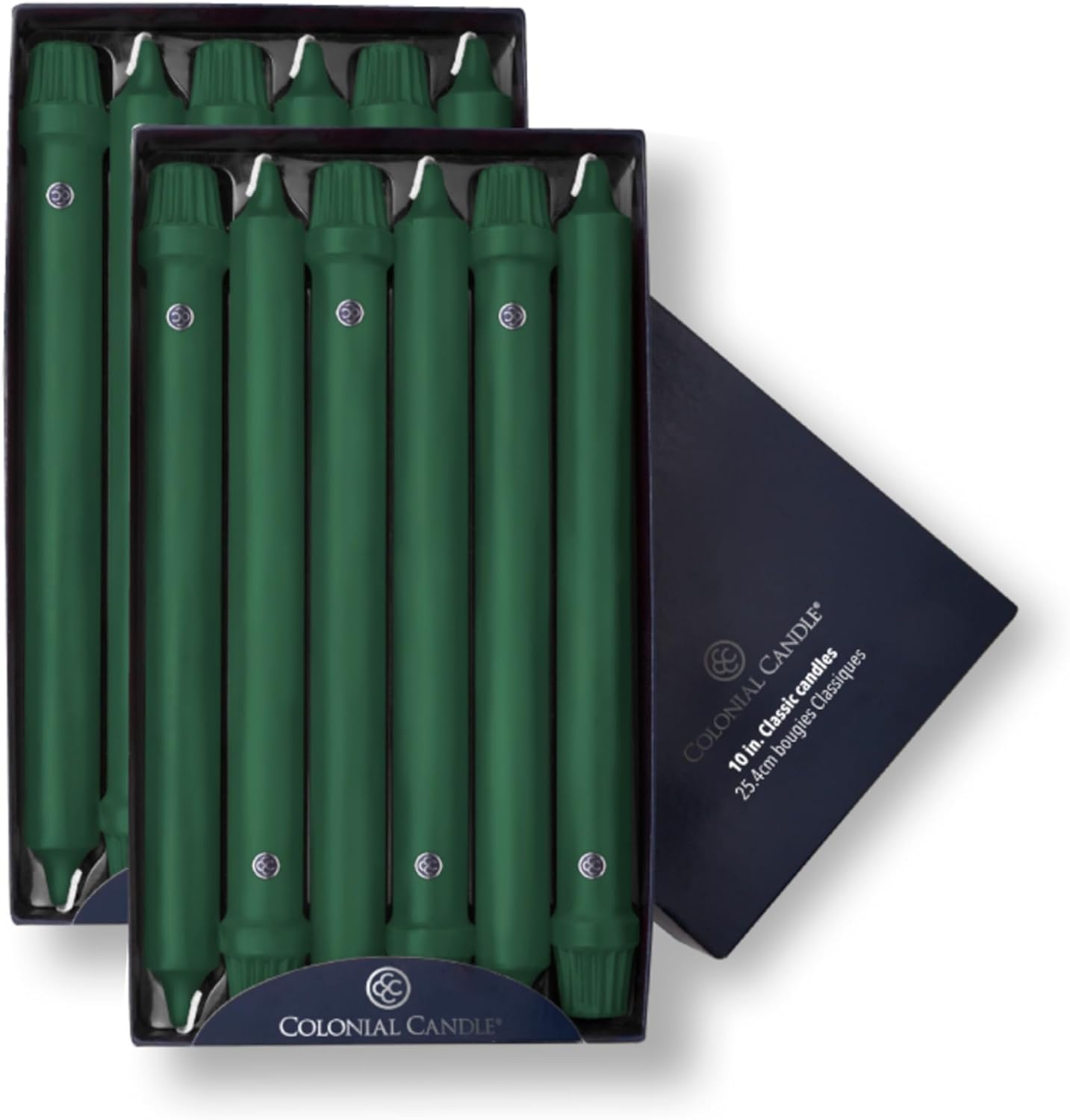 Colonial Candle Unscented Taper Candle, Evergreen, 10 In